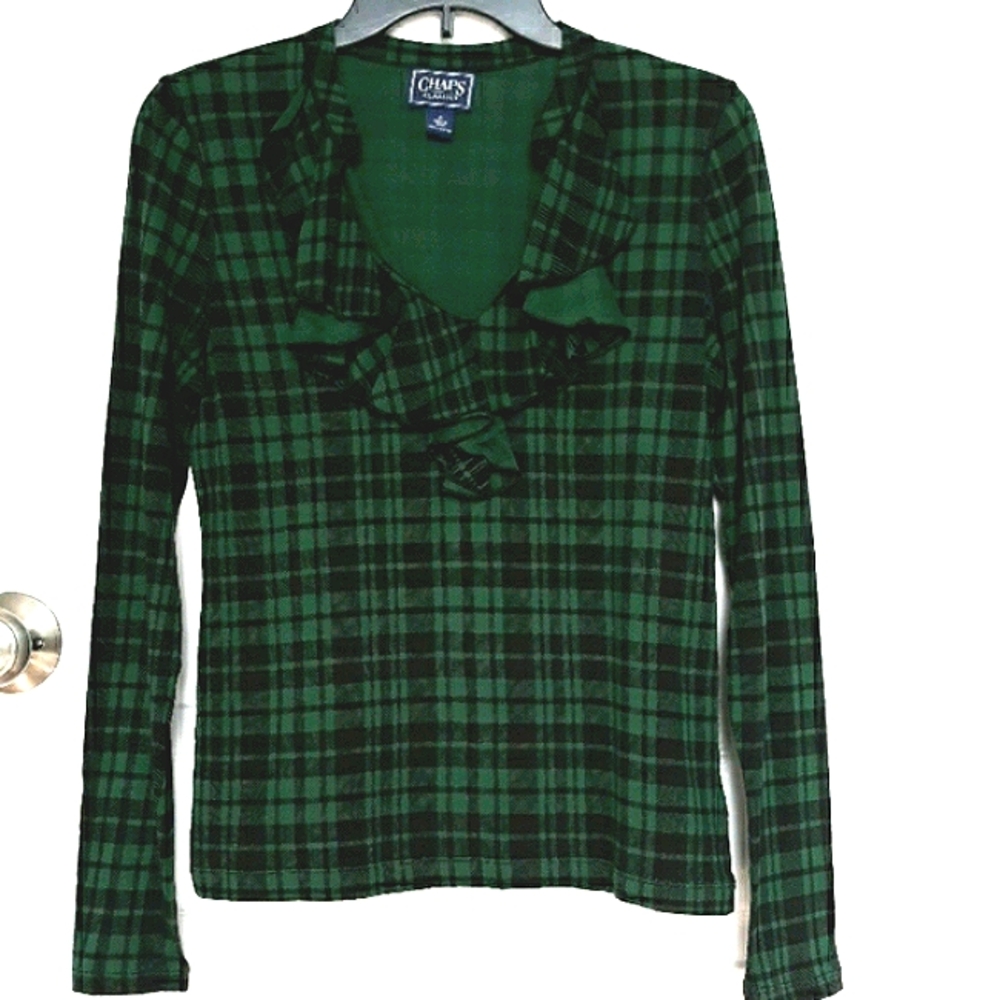 Chaps Plaid Green Top